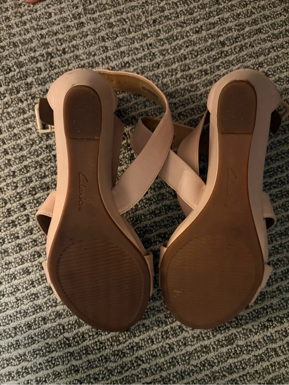 Clarks Blush Pink Strappy Wedge Sandals
